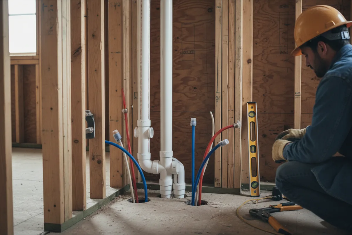Drain and supply rough-in during Sump Pump Repair in Kirkville