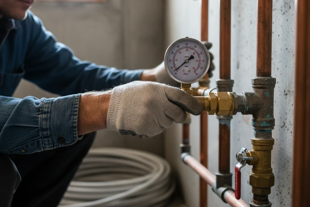 Pressure testing a repaired line during Water Line Repair in Kirkville
